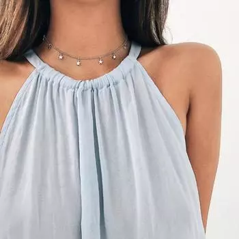 Модное женское маленькое звездное цепочное ожерелье с подвеской, сплошной цвет, ювелирные изделия для вечеринки, подарок серебряный