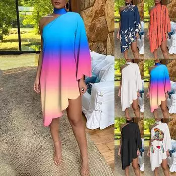 Модное женское нерегулярное элегантное платье с v-образным вырезом и рюшами L чёрный