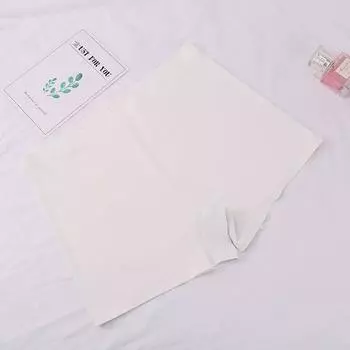 Модное женское нижнее белье Бесшовные трусики Сексуальные боксеры Защитные шорты Антифрикционные леггинсы Большие размеры Средняя талия Трусы из ледяного шелка M белый