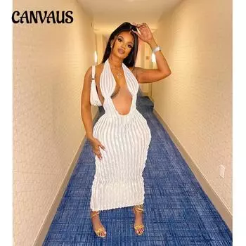 Модное женское однотонное длинное платье с волнистым узором S синий