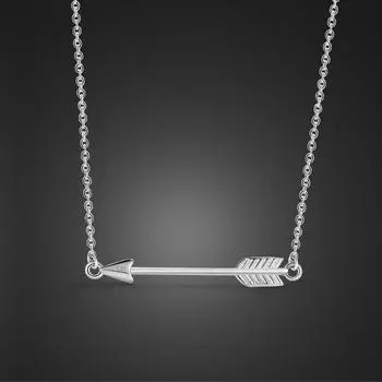 Модное женское ожерелье из 100% стерлингового серебра 925 пробы со стрелой, ожерелье, ювелирные изделия, розовое золото, стрела Купидона, 18 дюймов, колье в подарок