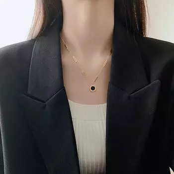 Модное женское ожерелье из нержавеющей стали 316L, черные ожерелья в виде ракушек с римскими цифрами, роскошные женские свадебные украшения, воротники