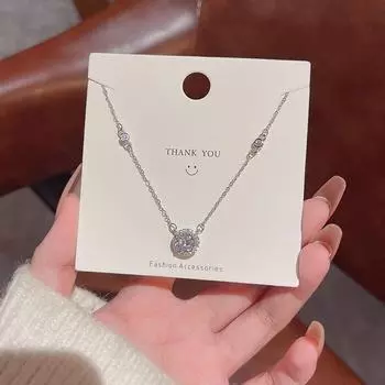 Модное женское ожерелье из титановой стали с цирконием — элегантный, универсальный, простой дизайн X995 серебряный