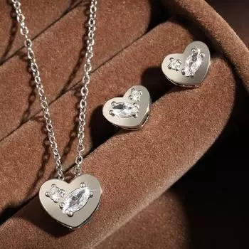 Модное женское ожерелье, комплект из двух ожерелий, серег, подвесок, латунная цепочка с цирконием.