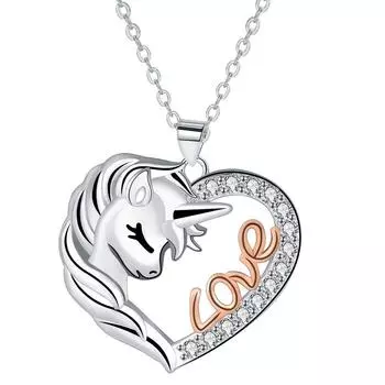 Модное женское ожерелье «Любовь», ожерелье «Единорог», изысканное ожерелье с подвеской, ювелирные изделия, праздничный подарок 45cm+5cm серебряный