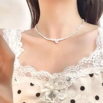 «Модное женское ожерелье с цирконом и жемчугом: Элегантный, высококачественный и универсальный дизайн.