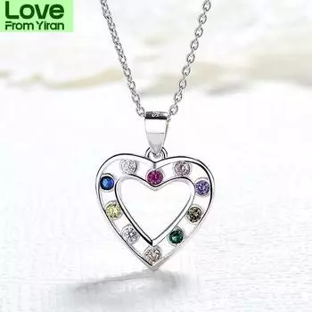 Модное женское ожерелье с подвеской в форме любви из стерлингового серебра S925 с кристаллами и бриллиантами серебряный