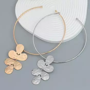 «Модное женское ожерелье с подвеской в виде цветка из металлического сплава» серебряный