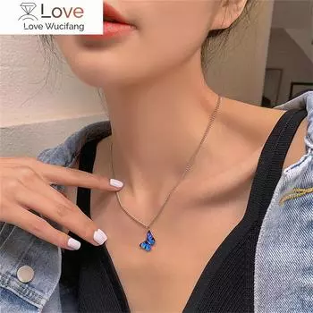 Модное женское ожерелье в корейском стиле с милой бабочкой, ожерелье в подарок для девочки, милые украшения на шею, подарок на день рождения для девочки
