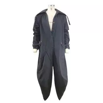 Модное женское пальто, длинная ветровка, куртка, женская верхняя одежда, кардиган, плащ S чёрный