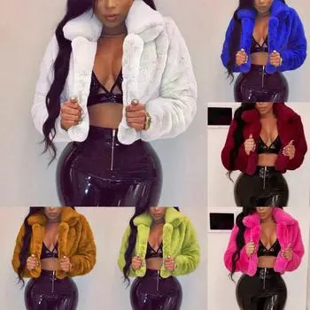 Модное женское пальто из флиса с отложным воротником из искусственного топа, короткое свободное пальто S коричневый