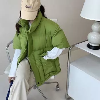 Модное женское пальто свободного кроя с хлопковой подкладкой и короткими рукавами, утолщенное для осени и зимы