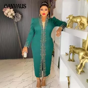 Модное женское платье для поездок на работу больших размеров с гвоздями и бусинами L зелёный