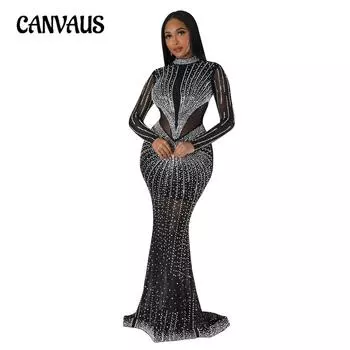 Модное женское платье, однотонное сетчатое платье с длинными рукавами и длинными рукавами S чёрный