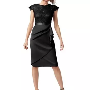 Модное женское платье подружки невесты, юбка, маленькое платье, кружевное платье на бедрах L чёрный