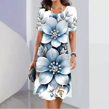 Модное женское платье с 3D-принтом в виде черепа, забавный узор ужасов, повседневное платье А-силуэта, летнее женское платье с коротким рукавом и круглым вырезом