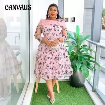 Модное женское платье с принтом больших размеров L жёлтый