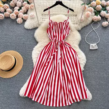 Модное женское платье с принтом в вертикальную полоску, летние каникулы, бандажное платье большого размера, длинное платье с большими качелями, пляжный халат, женские платья One Size чёрный