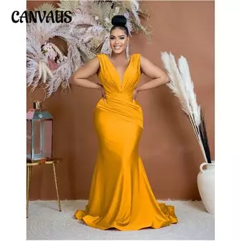 Модное женское платье сплошного цвета с V-образным вырезом без рукавов плиссированные длинные платья S чёрный