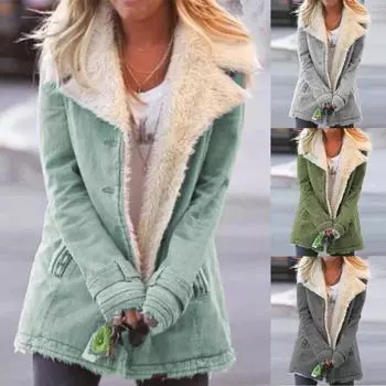 Модное женское плюшевое пальто с большими лацканами, контрастная теплая куртка, кардиган на пуговицах, пальто XL