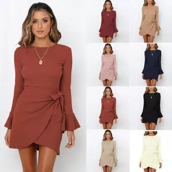 Модное женское повседневное элегантное клетчатое платье с длинным рукавом с рюшами и бантом XL киноварь