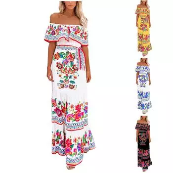 Модное женское повседневное летнее свободное платье с эластичной талией и принтом на талии L чёрный