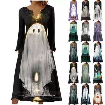 Модное женское повседневное модное однотонное платье с карманами и v-образным вырезом, пуловер с длинными рукавами XXXL