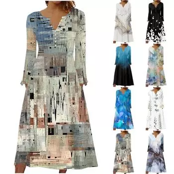 Модное женское повседневное модное однотонное платье с карманами и v-образным вырезом, пуловер с длинными рукавами L бежевый