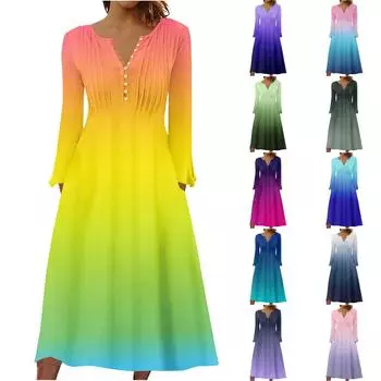 Модное женское повседневное модное однотонное платье с карманами и v-образным вырезом, пуловер с длинными рукавами L циан