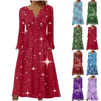 Модное женское повседневное модное платье с карманом и v-образным вырезом с длинным рукавом XXXL красный