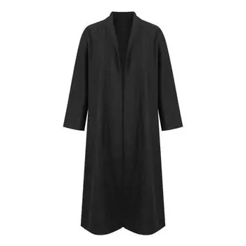 Модное женское повседневное однотонное длинное шерстяное пальто с длинным рукавом S серый