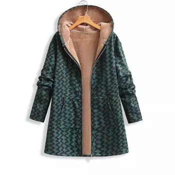 Модное женское повседневное пальто осень-зима новое свободное с капюшоном длинное модное теплое бархатное пальто XL зелёный