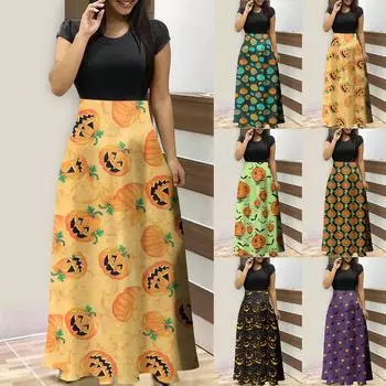 Модное женское повседневное платье с круглым вырезом и короткими рукавами с принтом XXL чёрный