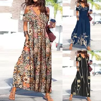 Модное женское повседневное платье с V-образным вырезом и модным пуловером с коротким рукавом L чёрный