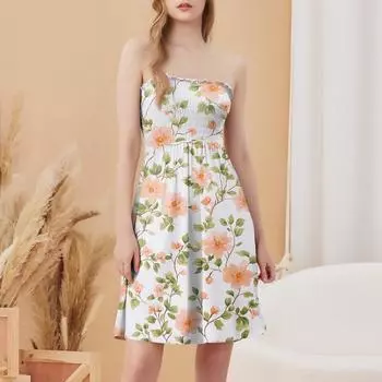 Модное женское повседневное платье-труба без рукавов с цветочным принтом L армия зеленый