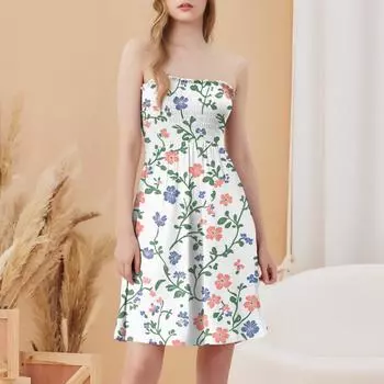 Модное женское повседневное платье-труба без рукавов с цветочным принтом L армия зеленый