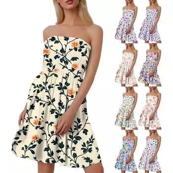 Модное женское повседневное платье-труба без рукавов с цветочным принтом XL