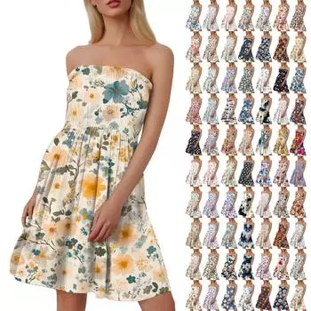 Модное женское повседневное платье-труба без рукавов с цветочным принтом L