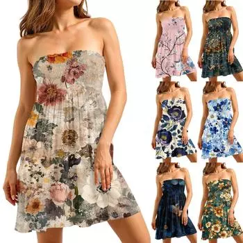 Модное женское повседневное платье-труба без рукавов с цветочным принтом L