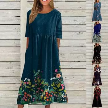 Модное женское повседневное свободное платье с круглым вырезом и модным принтом, пуловер с коротким рукавом XXXL чёрный