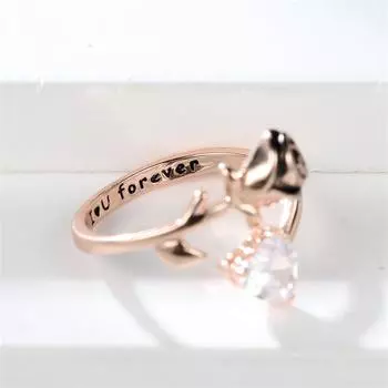 Модное женское розовое золотого цвета, регулируемое кольцо с цветком розы, роскошное кольцо в форме сердца с белым камнем, я люблю тебя навсегда, обручальные кольца, ювелирные изделия белый