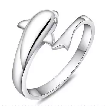 Модное женское серебряное кольцо Романтическое кольцо с изображением дельфина Любители Открытое кольцо Модное кольцо opening adjustable