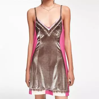Модное женское сексуальное элегантное прозрачное тонкое мини-платье с v-образным вырезом S розовый