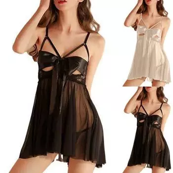 Модное женское сексуальное нижнее белье, милый бюстгальтер, кружевная пижама с открытой спиной и подвязками, комплект нижнего белья со стрингами One Size чёрный