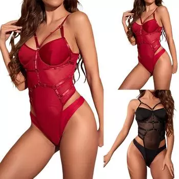 Модное женское сексуальное нижнее белье, милый бюстгальтер, кружевная пижама с открытой спиной и подвязками, комплект нижнего белья со стрингами L