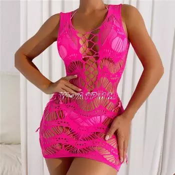 Модное женское сексуальное облегающее пляжное платье с рыболовной сетью для ночного клуба, женское эротическое сетчатое прозрачное обтягивающее нижнее белье XXS