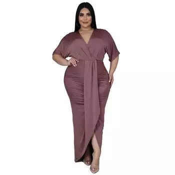 Модное женское сексуальное платье для ночного клуба с нерегулярным разрезом и V-образным вырезом 2XL чёрный