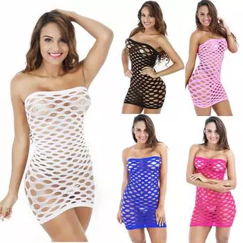 Модное женское сексуальное женское белье в сеточку, бесшовное мини-платье с промежностью, чулки для тела, ночное белье