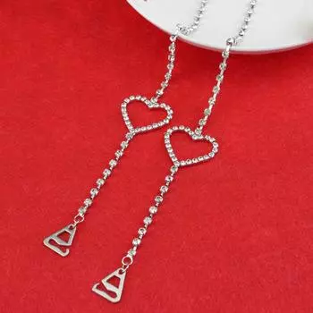 Модное женское свадебное платье 1 пара бретелей бюстгальтера в форме сердца со стразами серебряный