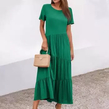 Модное женское свободное повседневное летнее сексуальное пляжное платье без рукавов с принтом и открытой спиной L армия зеленый